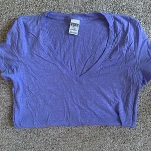 Pink short sleeve v-neck T-shirt